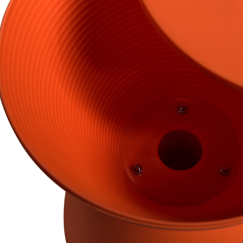 Round Side Table in ABS Plastic Ribbed Design End Table with Removable Lid, Orange