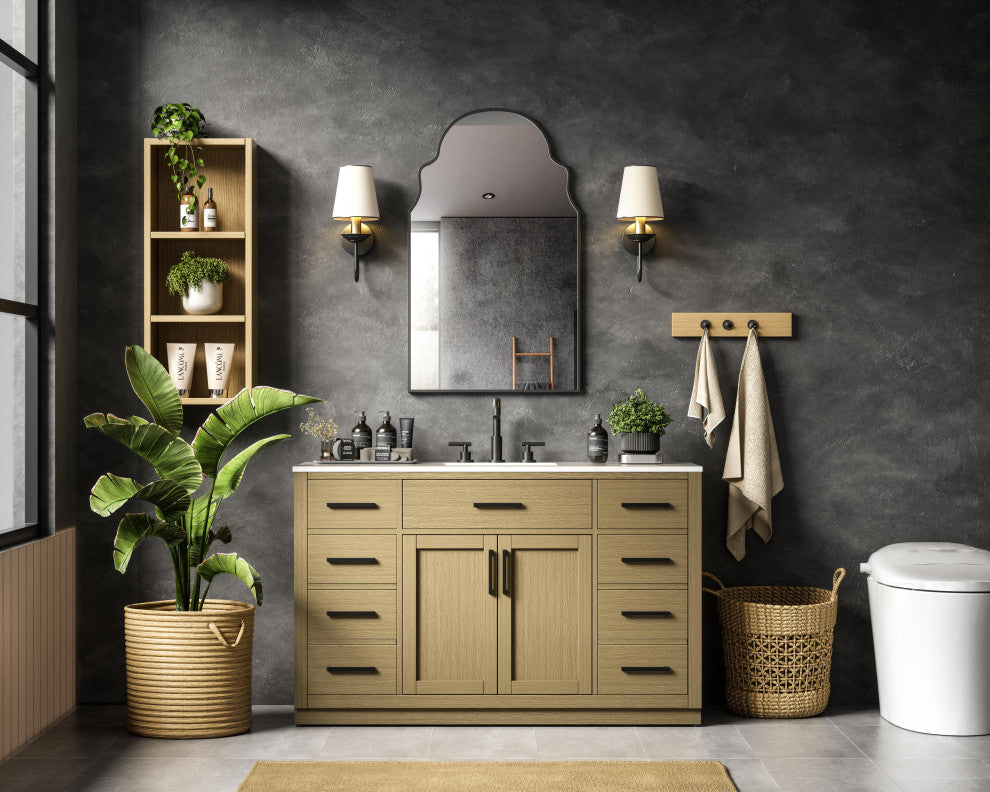 Home Living 54" Single Bathroom Vanity, Honey Brown