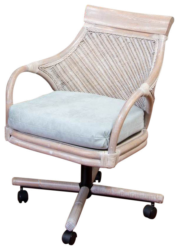 Bermuda Tilt Swivel Caster Chair In Rustic Driftwood With Conch Destin