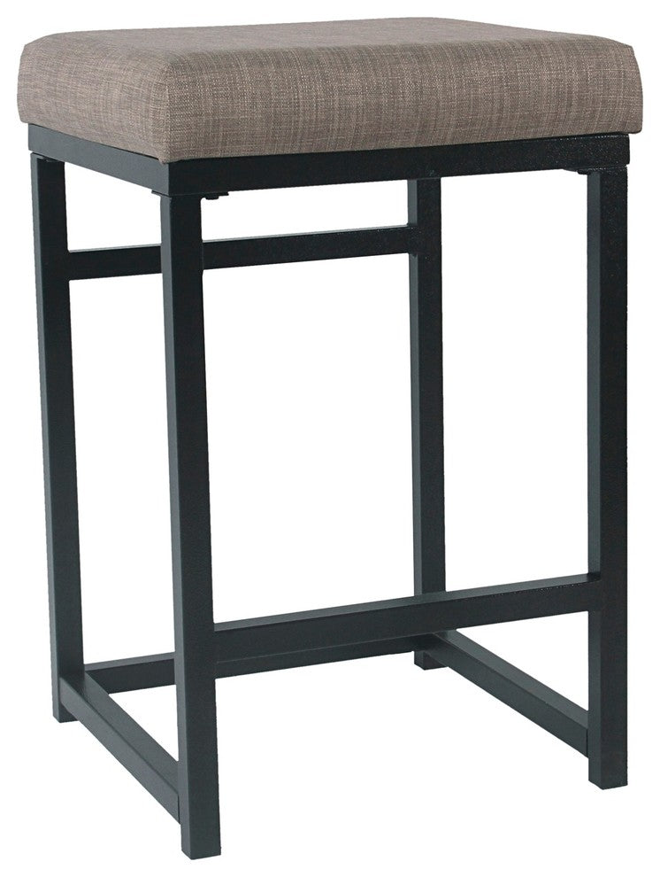 Benzara BM195205 Counter Stool with Padded Seat, Brown & Black