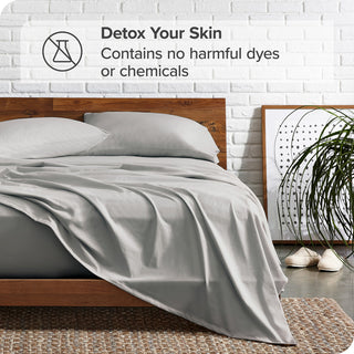 Bare Home Full XL 1800 Microfiber Sheet Set, Light Gray