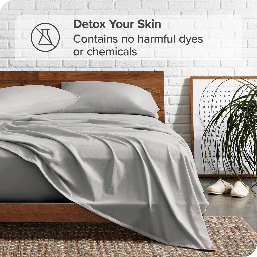 Bare Home Full XL 1800 Microfiber Sheet Set, Light Gray