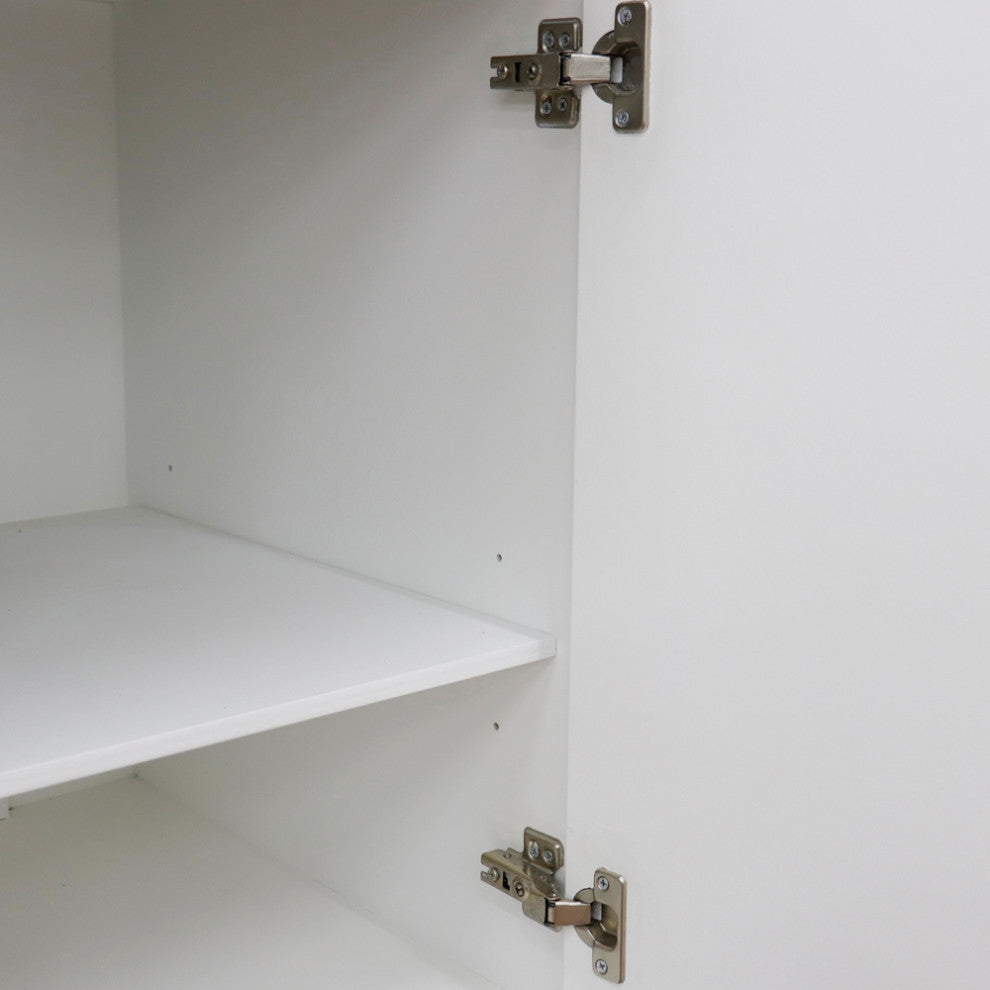 49" Double Vanity, White Finish With Gray Granite And Round Sink