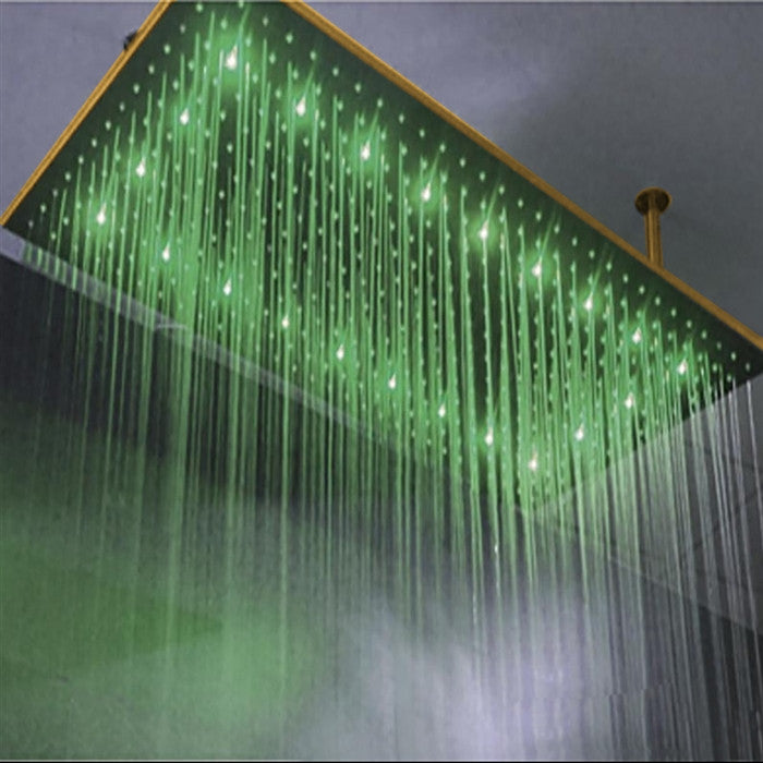 Led 20*40" Large Gold Rainfall Shower System, Handheld Shower, 6-Body Jets