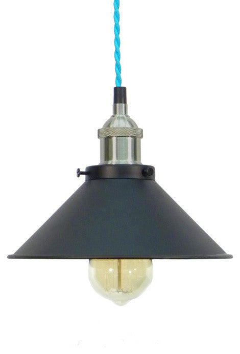 Turquoise/Nickel/Black Shade Pendant Light