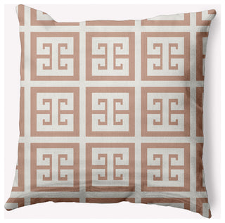 18x18" Greek Key Patterned Nautical Decorative Indoor Pillow, Mauve