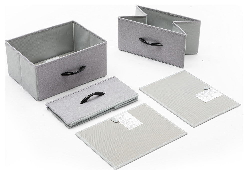 6 Fabric Drawers Steel Frame Double Dresser, Grey