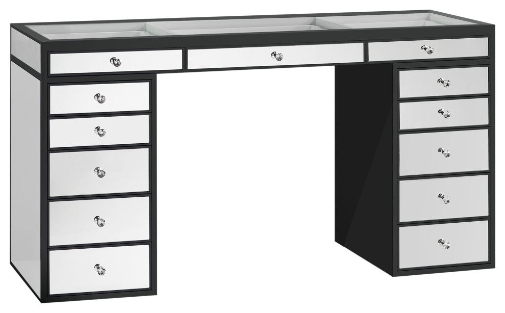 SlayStation Pro Premium Mirrored Vanity Table, Black