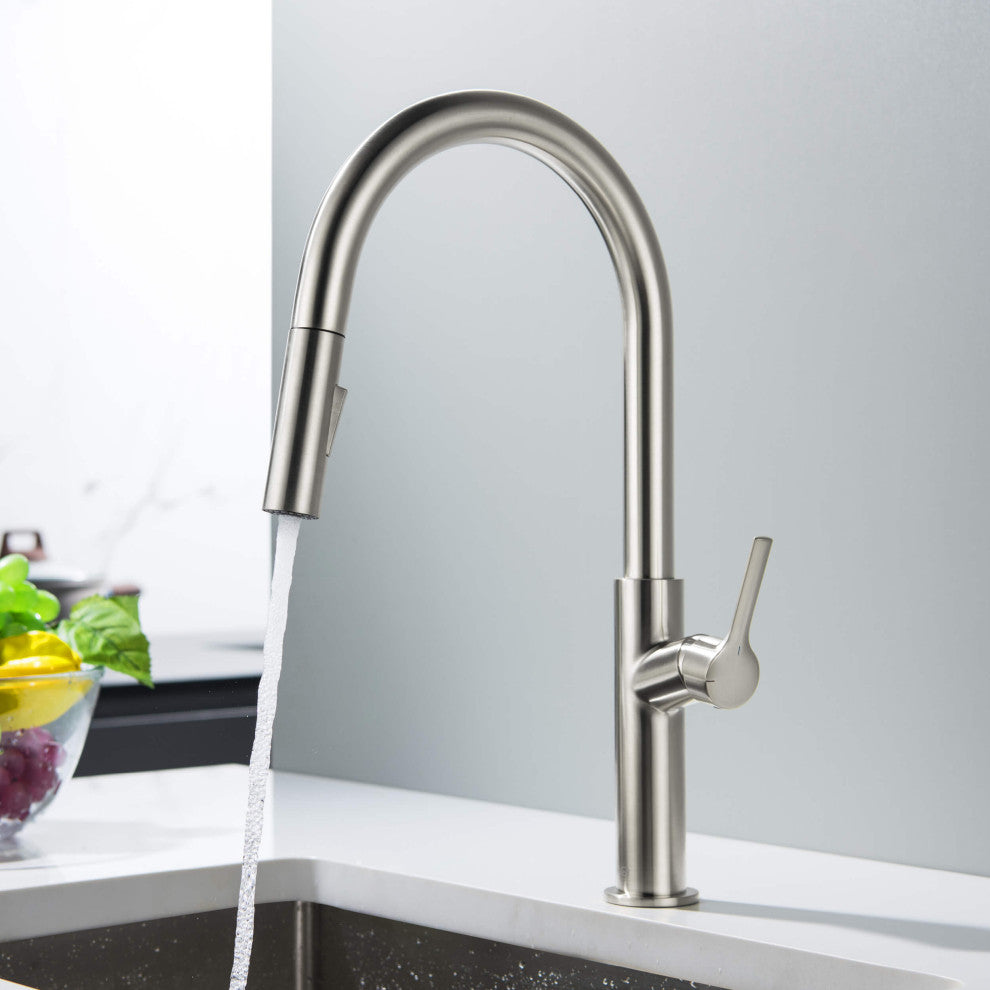 Fusion-T Single Handle Pull Down Sink Faucet With Soap Dispenser, Brushed Nickel
