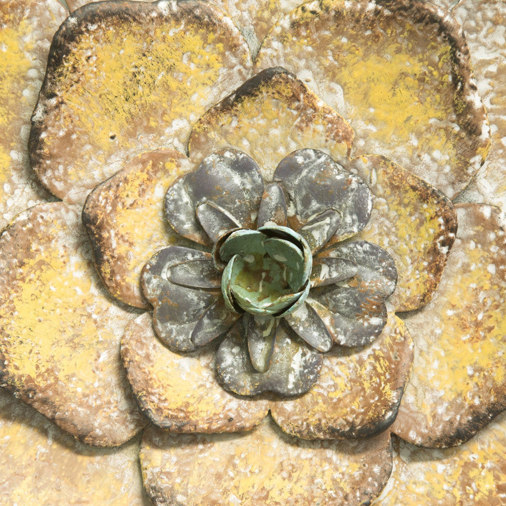 HomeRoots Set of 3 Multi-Color Chic Metal Flowers Wall Art Decor