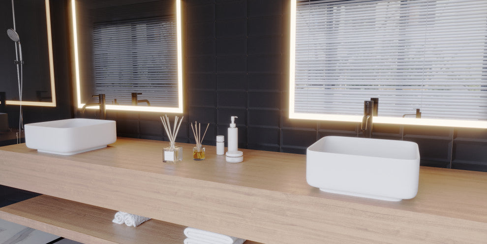 CastelloUSA Susan Solid Surface Square Vessel Sink