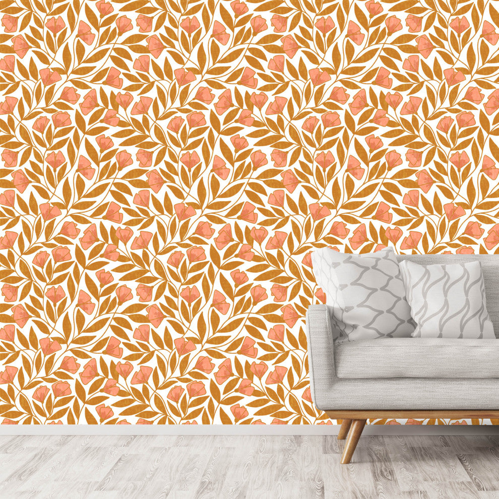 Therese Pink and Gold Wallpaper by Amy MacCready, Sample 12"x8"