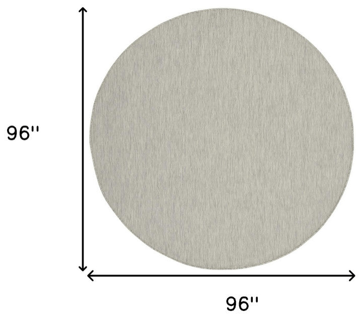8' Gray Round Power Loom Area Rug