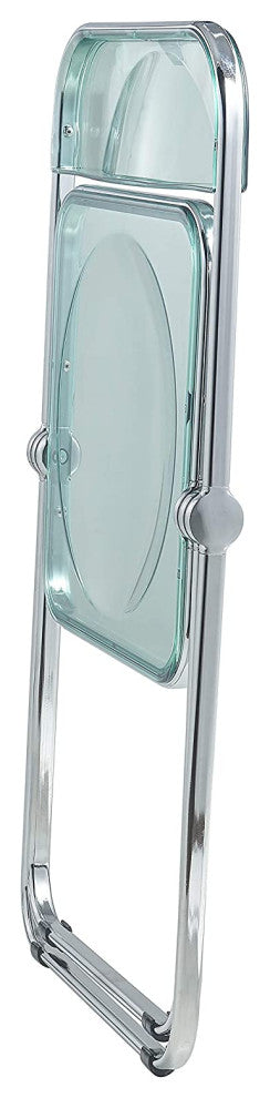 LeisureMod Lawrence Acrylic Folding Chair With Metal Frame Jade Green