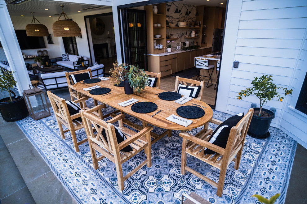 Nordic Style Natural Premium Grade Teak Adjustable Dining Table, 79"-118"
