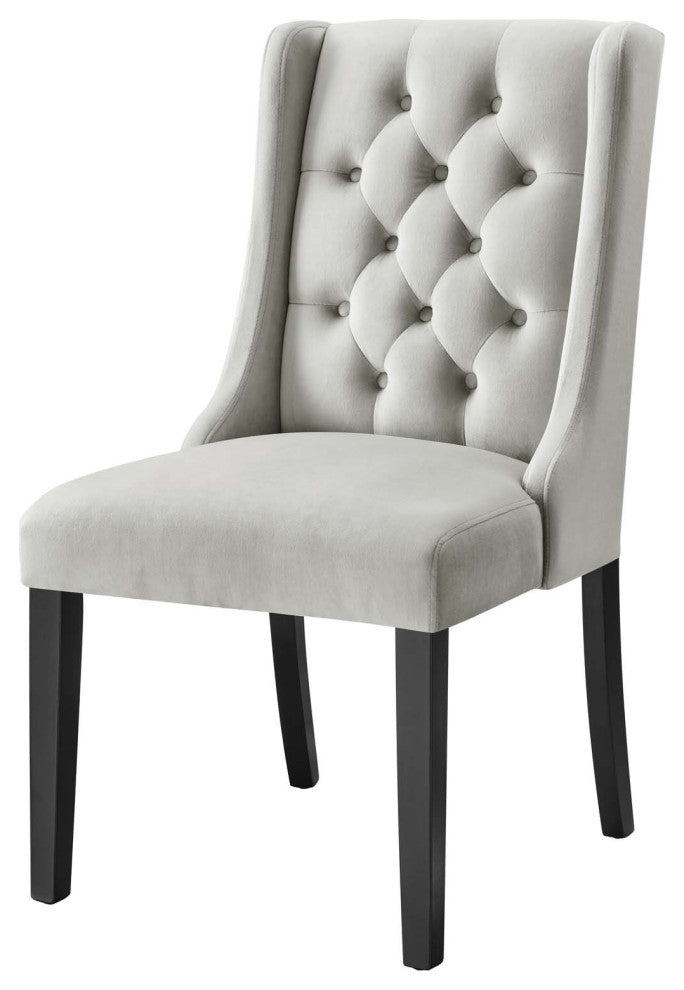 Side Dining Chair, Set of 2, Gray, Velvet, Modern, Cafe Bistro Hospitality