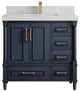 Aberdeen 36 Center Sink Bath Vanity in Hale Navy Blue  2" Carrara Quartz