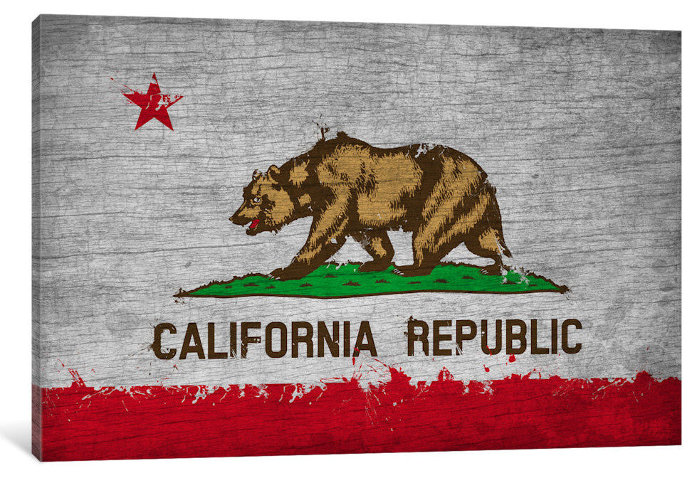 "California Fresh Paint State Flag on Wood Board" by iCanvas, 18x12x1.5"