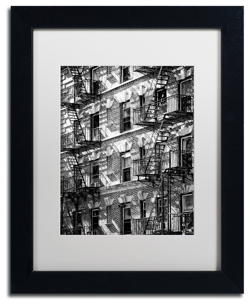 Philippe Hugonnard 'New York Facade', Black Frame, White Mat, 14x11