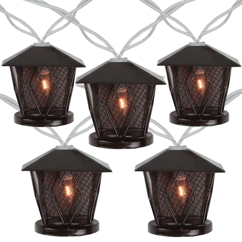 Set of 10 Candle Lantern Summer Garden Patio Lights 7.16' White Wire