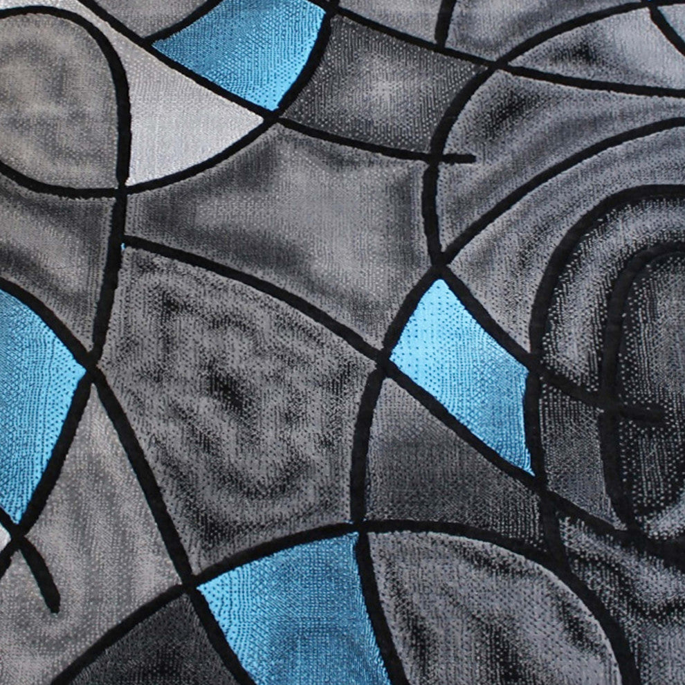 Angie Collection Rectangle 8' x 10' Abstract Area Rug, Blue
