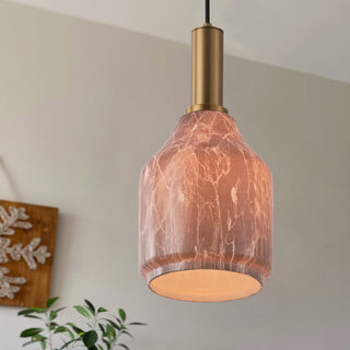 Farmhouse Brown 1-Light Marble Texture Glass Pendant Light