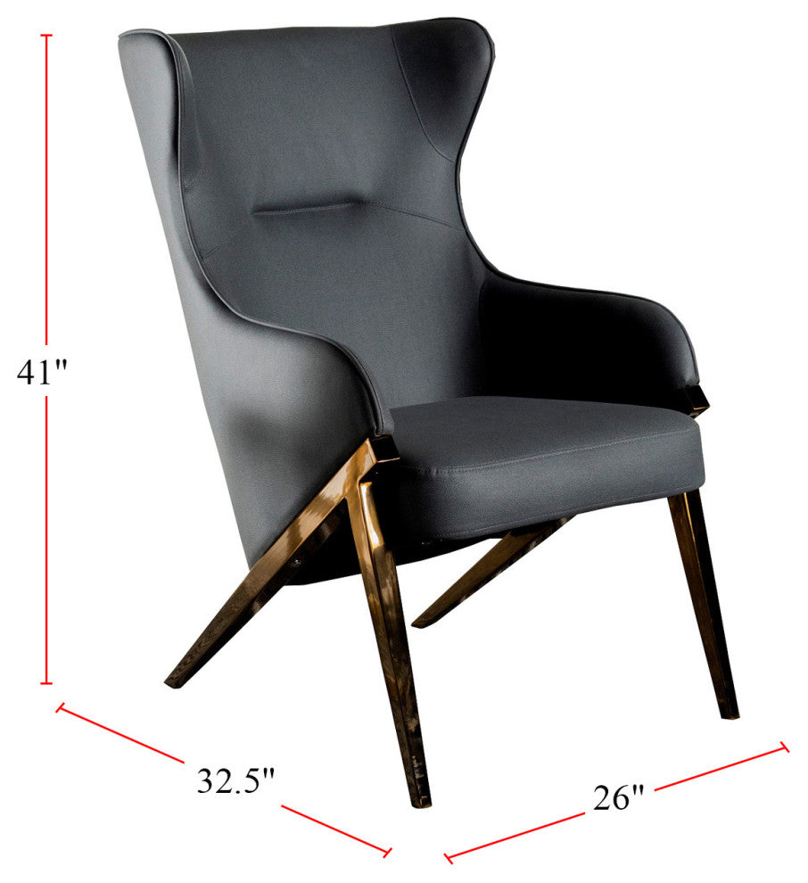 Accent Chair With Metal Frame, Slate and Bronze