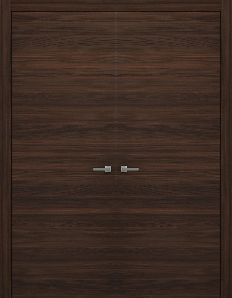 French Double Doors 48 x 80 with Frames Hardware| Planum 0010 Chocolate Ash