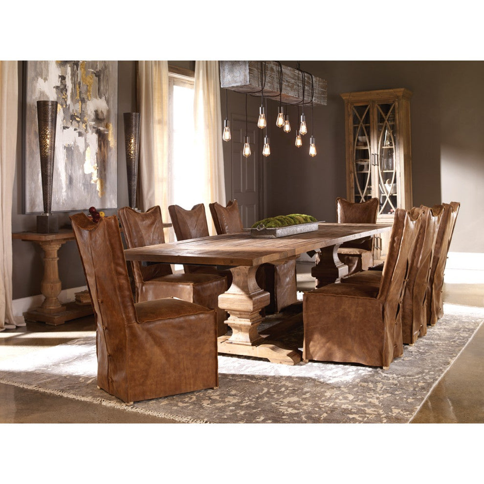 Uttermost Delroy Armless Chairs, Cognac, Set of 2 23447-2