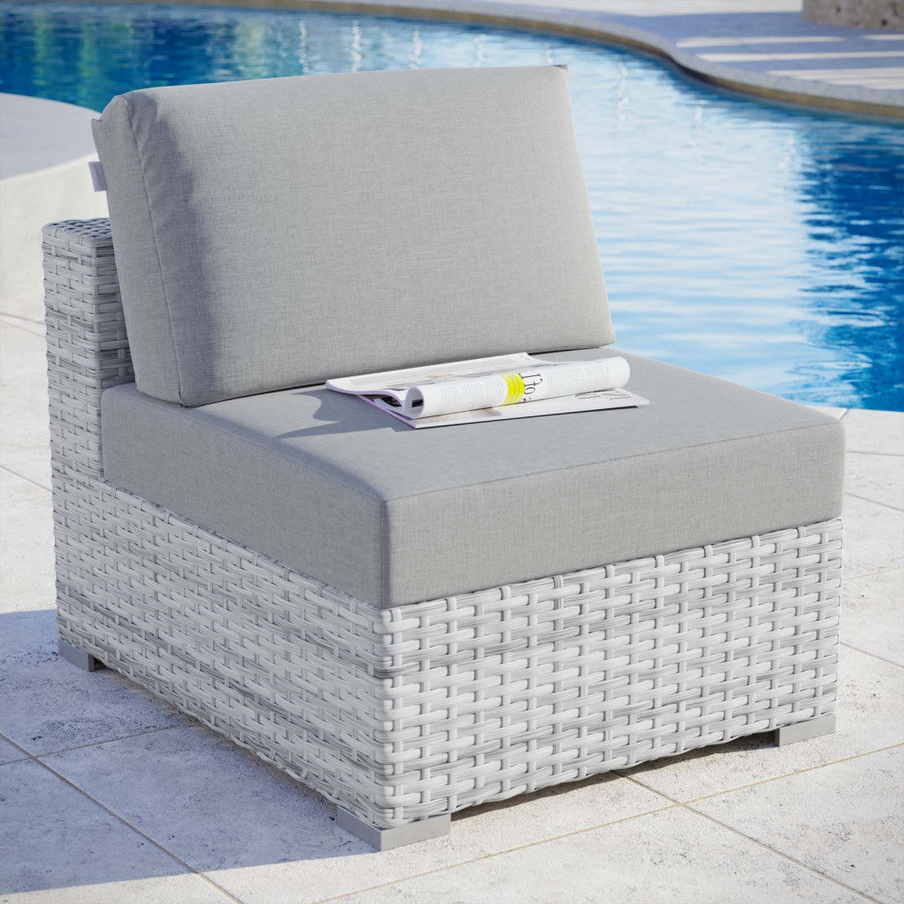 Lounge Chair, Rattan, Wicker, Gray, Modern, Outdoor Patio Balcony Garden