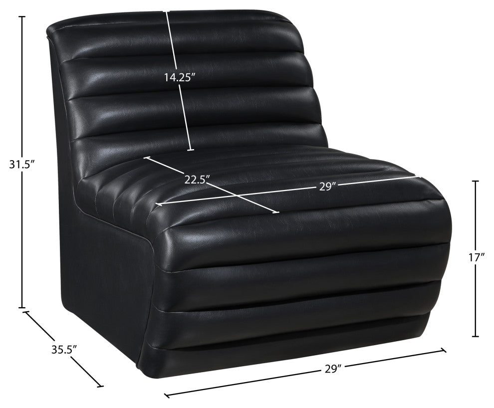 Vega Upholstered Accent Chair, Black, Vegan Leather