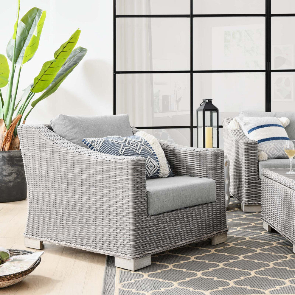 Conway Outdoor Patio Wicker Rattan Armchair Light Gray Gray