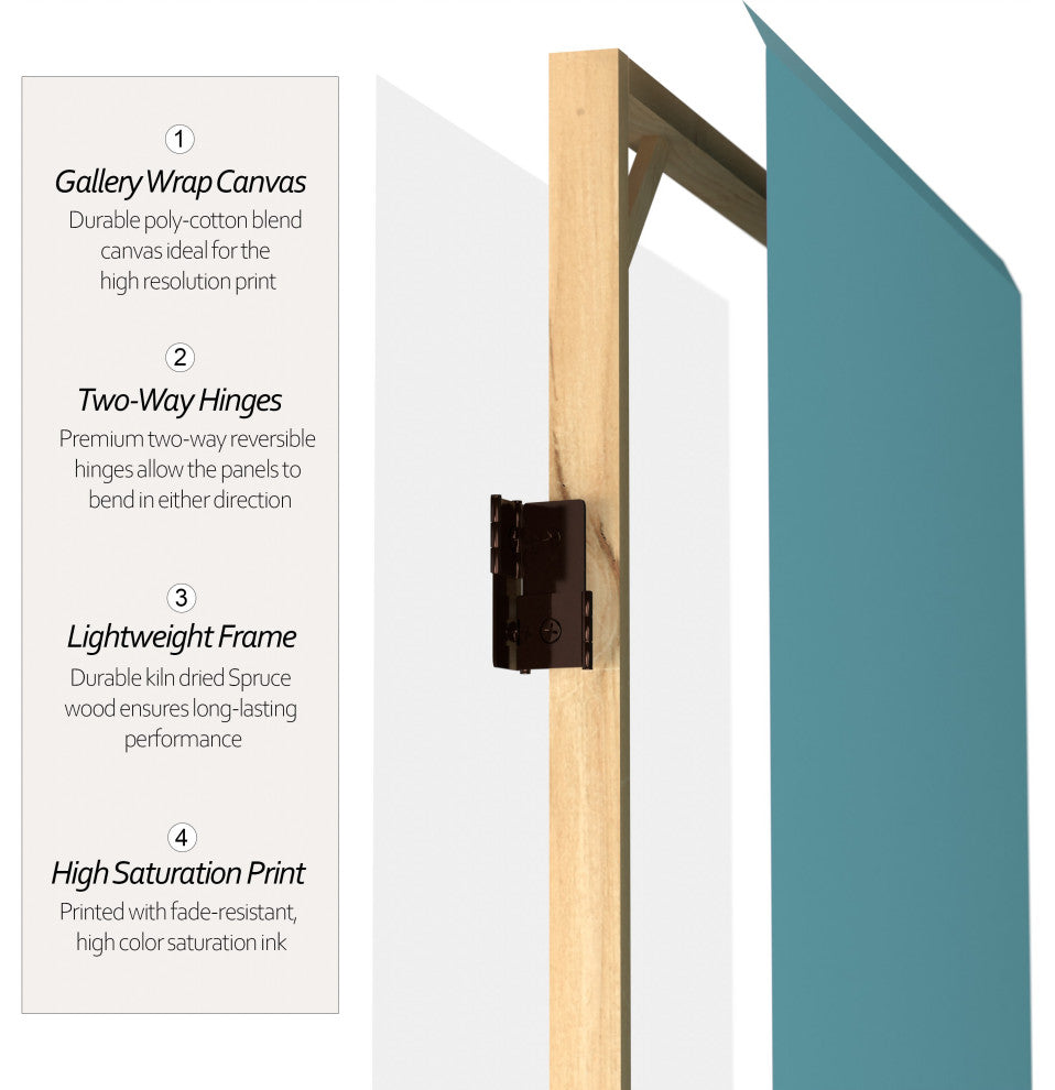6' Tall Double Sided Teal Canvas Room Divider