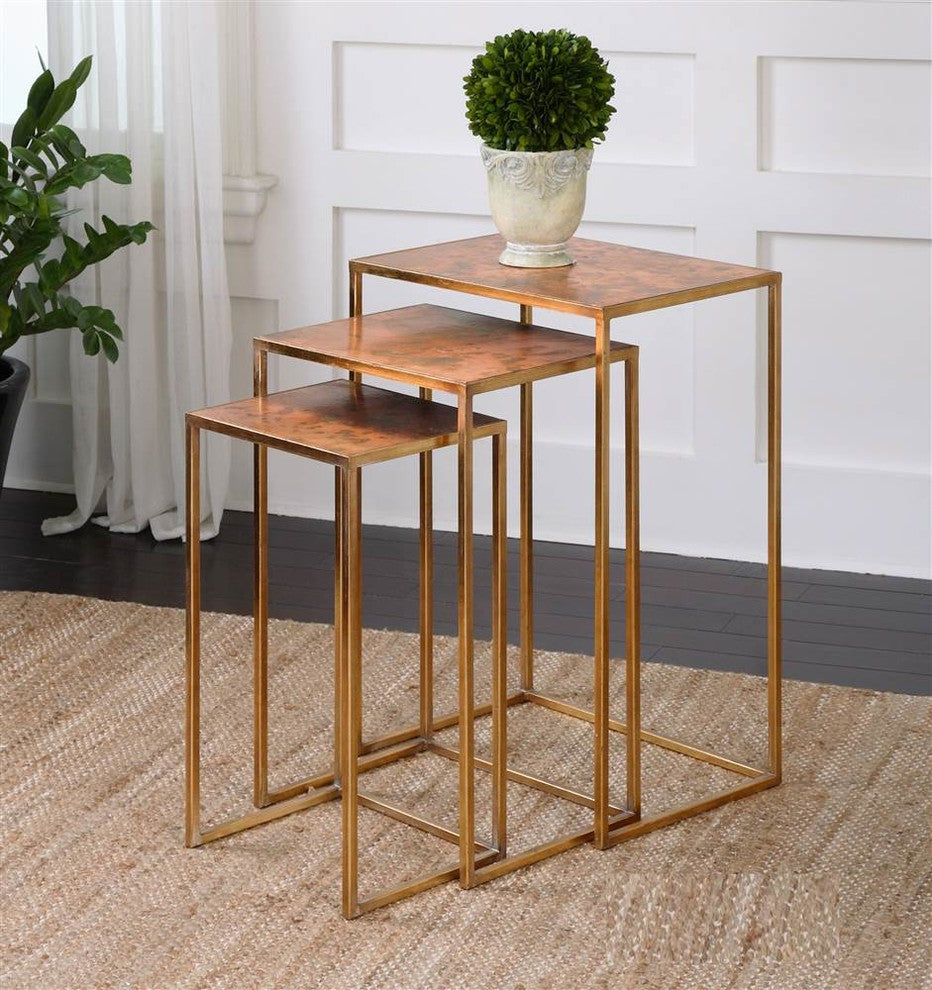 Uttermost Copres Oxidized Nesting Tables Set and 3