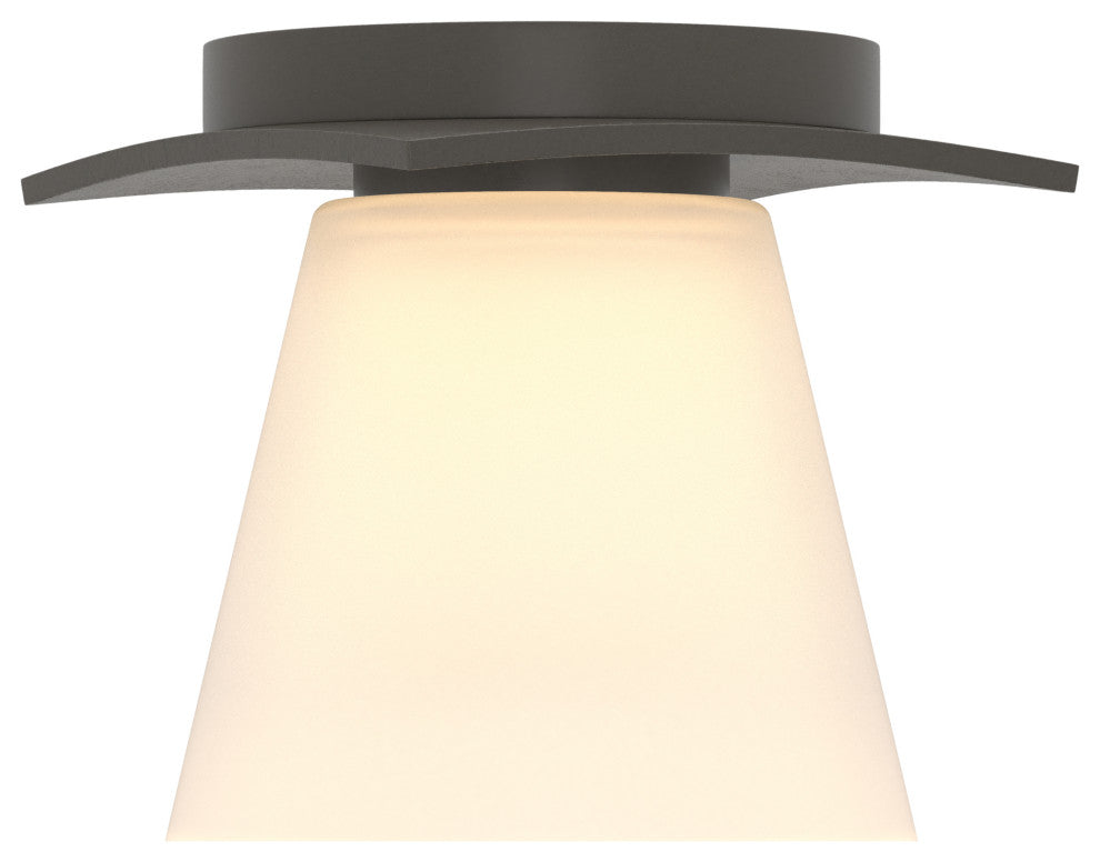 Wren Flush Mount, Incandescent, Opal Glass, Dark Smoke