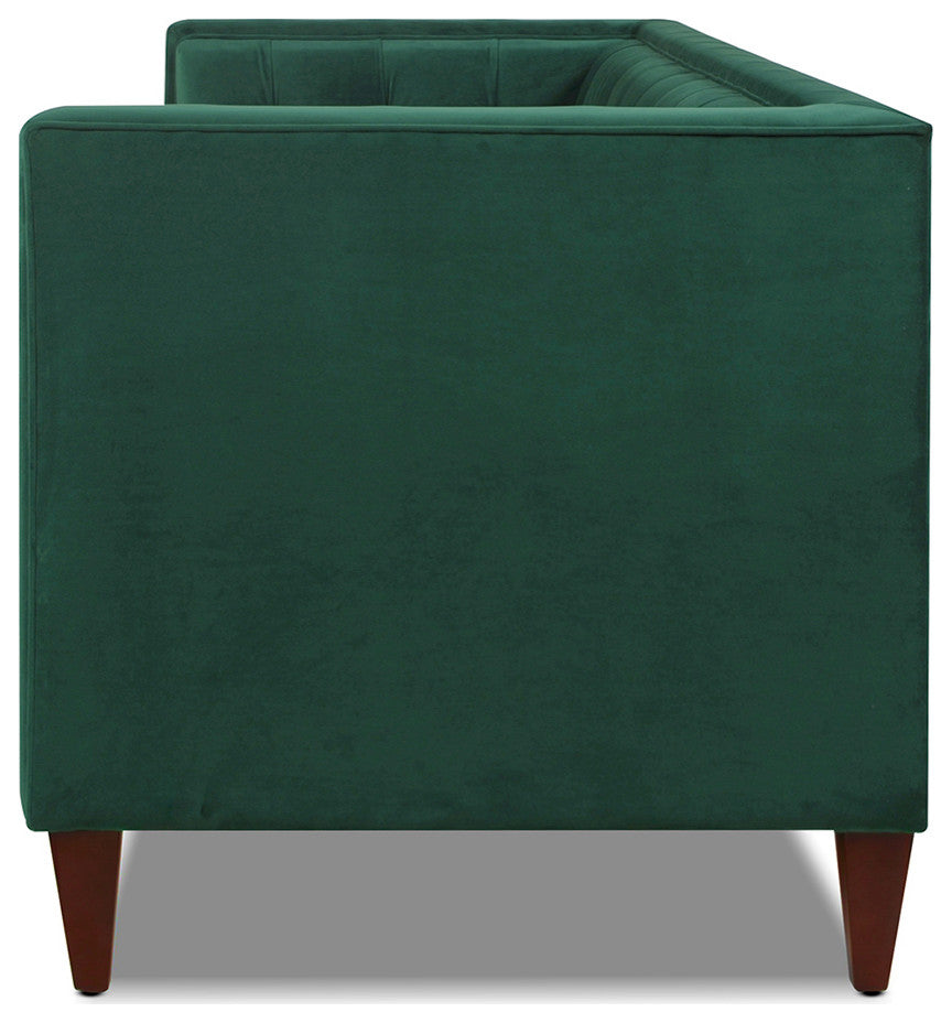 Jack 84" Modern Tuxedo Tufted Sofa, Evergreen Velvet