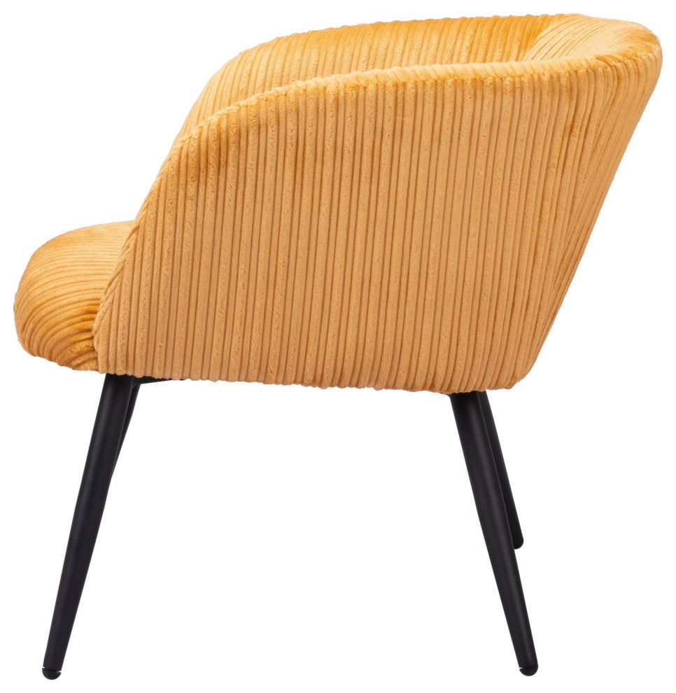 Accent Chair, Steel Metal, Fabric, Yellow, Black, Lounge Cafe Lobby Hospitality