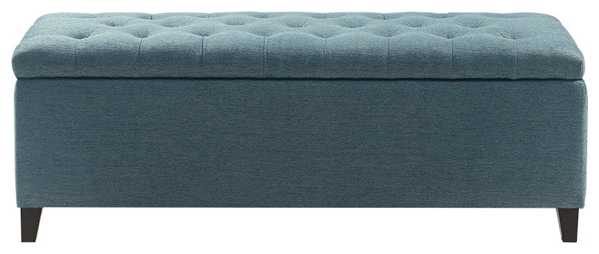 Madison Park Shandra Upholstered Soft Close Storage Bench, Blue
