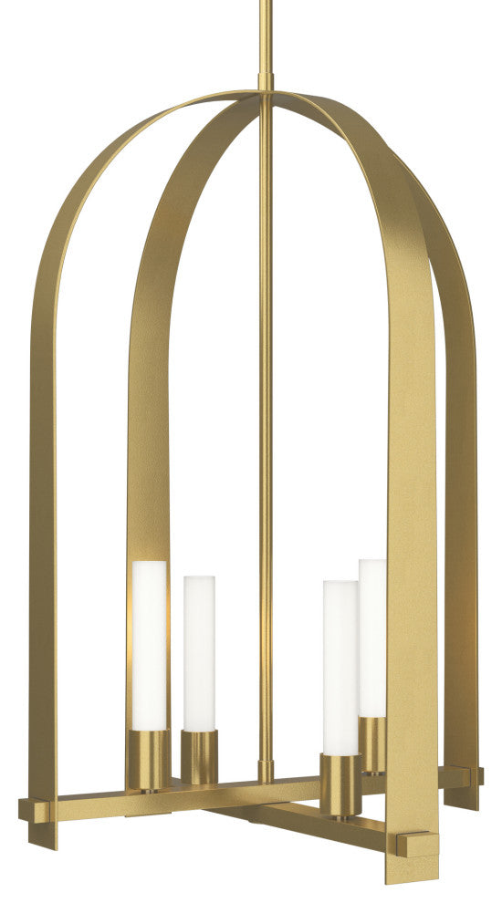 Triomphe 4-Light Pendant Frosted Glass, Modern Brass