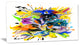 Yellow Blue Abstract Floral Design, Extra Large Floral Wall Art, 32"x16"