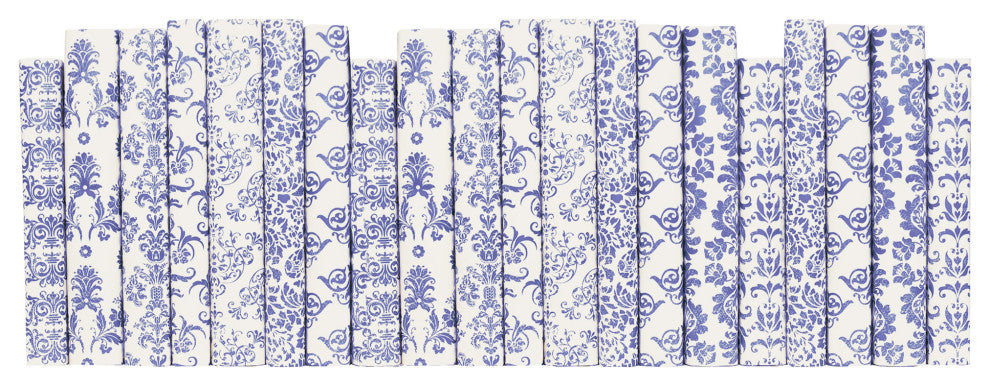 Decorative Books - Royal Peri Damask Paper Wrapped - Purple Books By The Foot