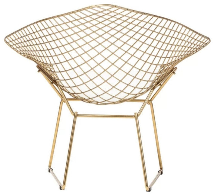 Diamond Bertoia Wire Chair, Gold/White