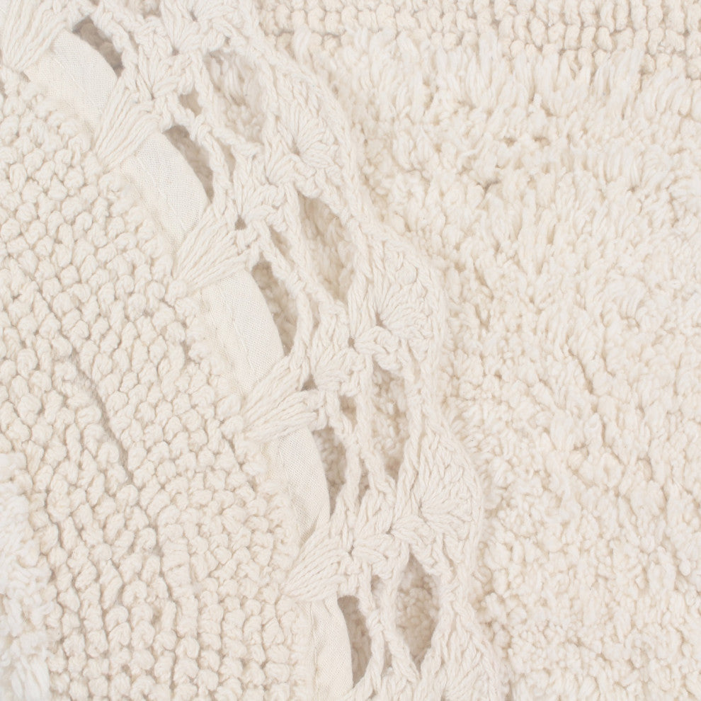 Hampton Crochet Reversible Bath Rug Set, 21x54 Runner, Ivory