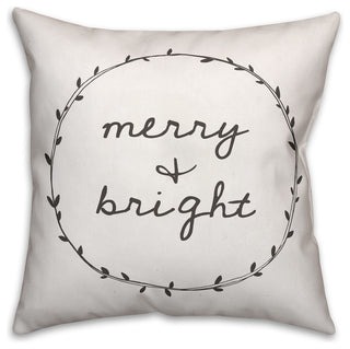 Merry and Bright in White Throw Pillow, 18"x18"