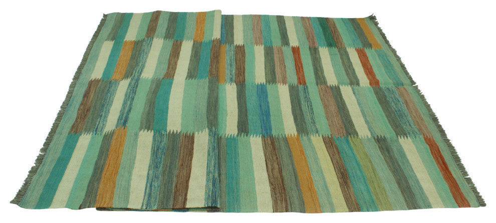 Winchester Kilim Edward Blue/Light Green Rug, 6'4x9'8