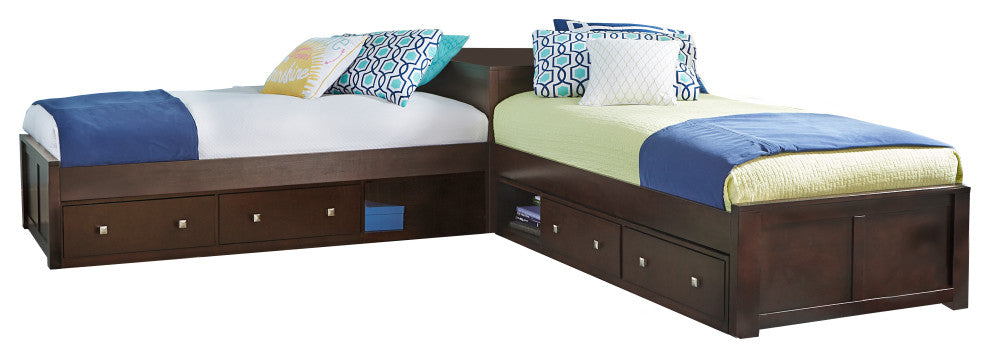 Hillsdale Pulse Wood Twin L-Shaped Bed With 2 Storage Units