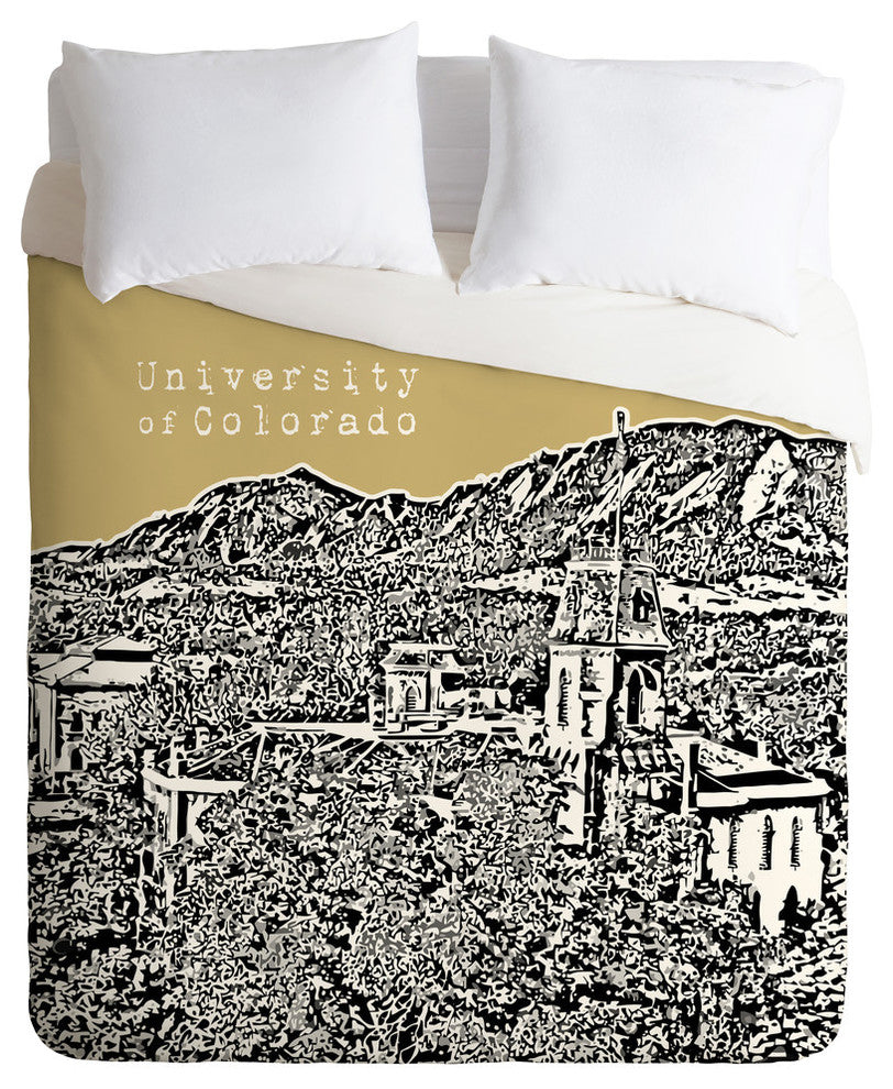 Deny Designs Bird Ave University Of Colorado Yellow Duvet Cover - Lightweight