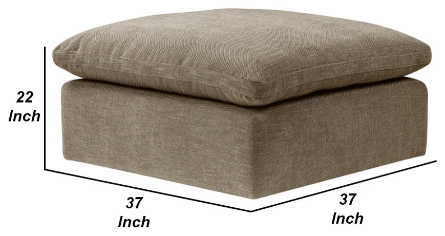 Benzara BM276223 Scott 37" Square Ottoman, Removable Pillow Top Cushion, Beige