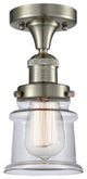 Small Canton 1-Light Semi-Flush Mount, Brushed Satin Nickel, Clear