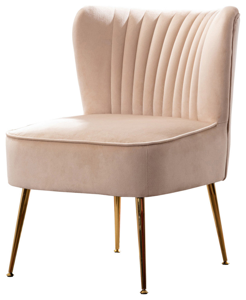WestinTrends 22" Tufted Velvet Accent Chair for Dining, Living Room, Bedroom, Tan